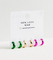 New Look 3 Pack Multicoloured Metallic Hoop Earrings